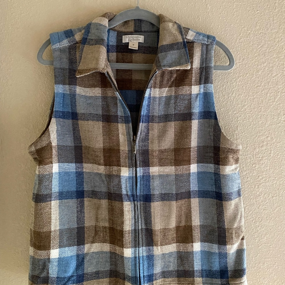 Vintage Plaid zip vest